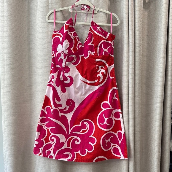 H&M Dresses & Skirts - H&M 100 % Cotton Pink Orange Halter Sundress Size 14